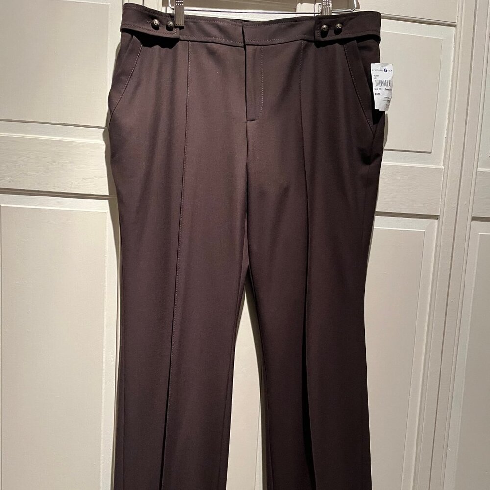 Pink Tartan dark brown wool blend cuffed pants in size 12, Tags attached